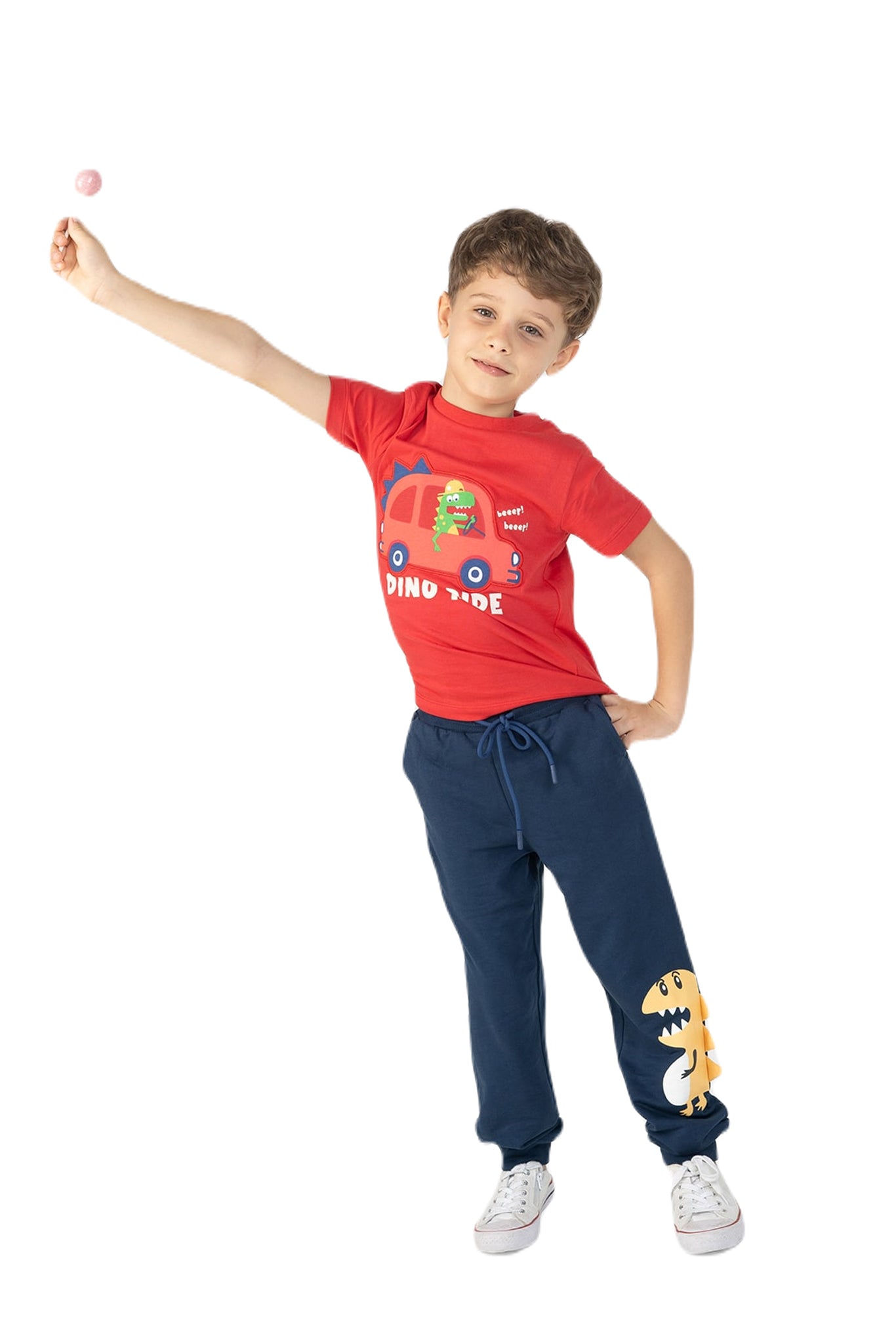 Short Sleeve Toddler Boys Round Neck Graphic T-shirts Made of Pure Cotton Fabric